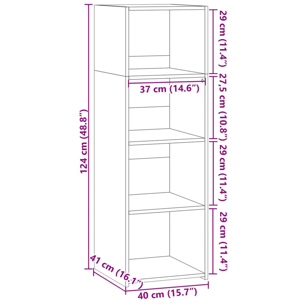 Highboard Räuchereiche 40x41x124 cm Holzwerkstoff